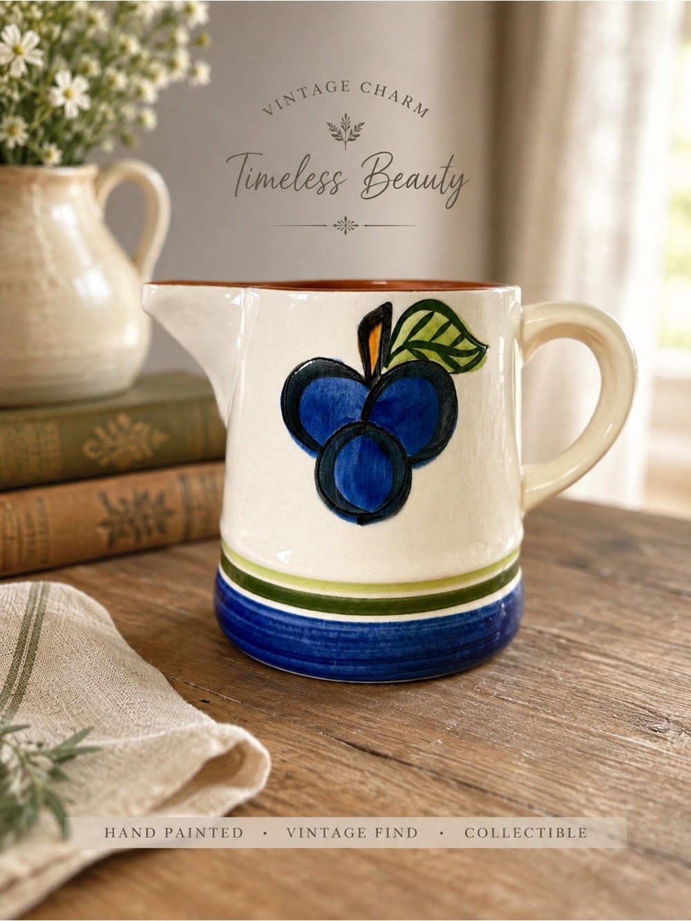 Vintage Stangl Pottery Grape Hand Painted Pitcher Creamer